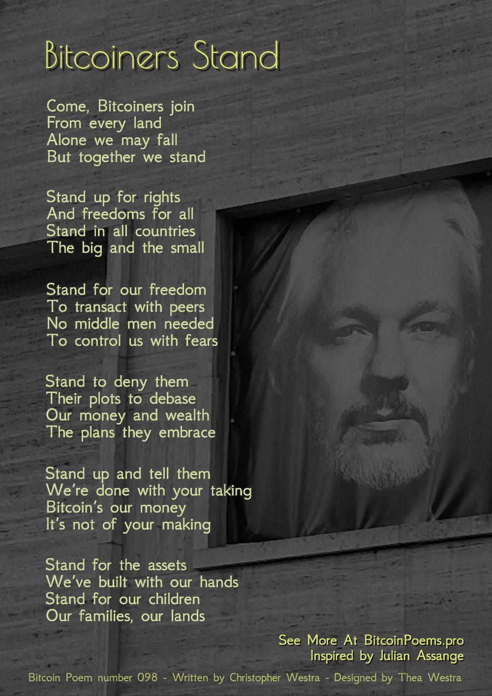 Bitcoiners Stand - Bitcoin Poem 098 by Christopher Westra