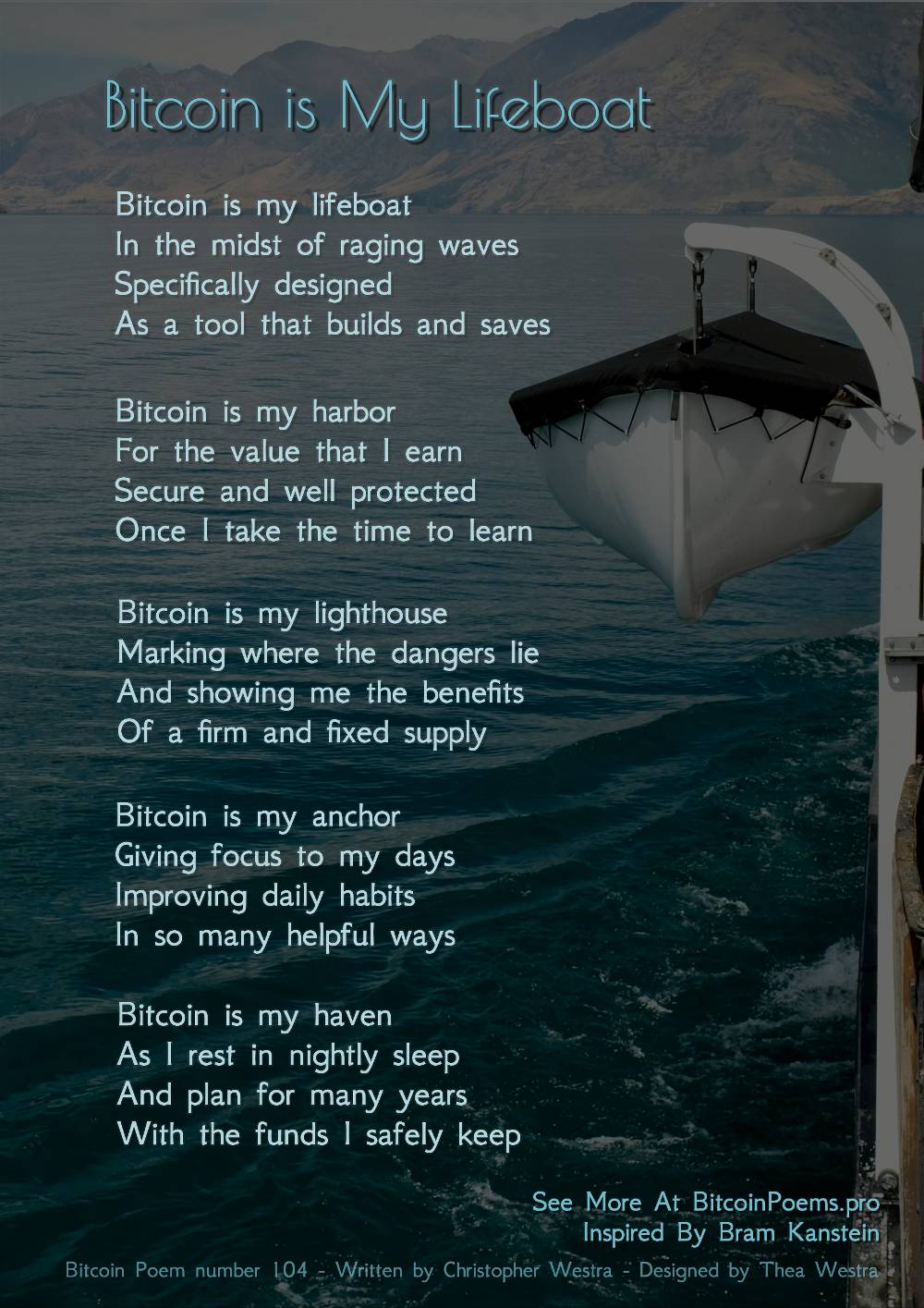 Bitcoin is My Lifeboat - Bitcoin Poem 104 by Christopher Westra