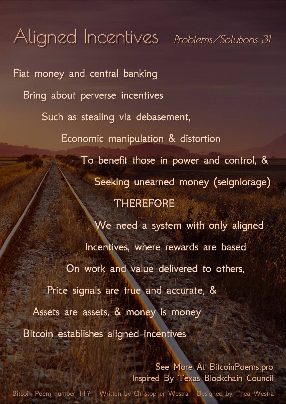 Aligned Incentives - Bitcoin Poem 117 by Christopher Westra