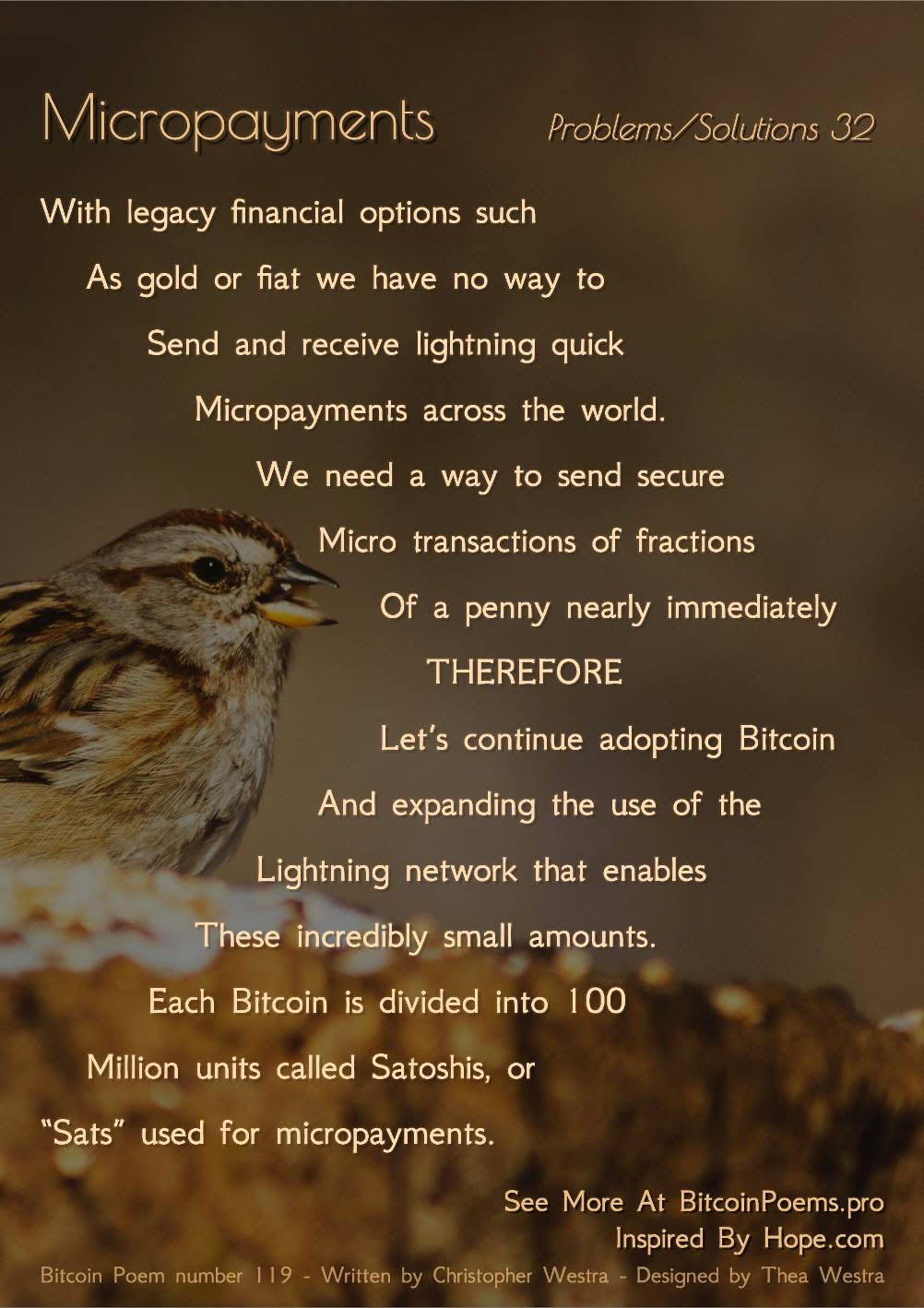 Micropayments - Bitcoin Poem 119 by Christopher Westra