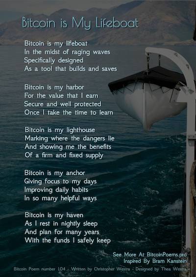 Bitcoin Poem 104 - Bitcoin is My Lifeboat