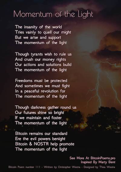 Bitcoin Poem 111 - Momentum of the Light